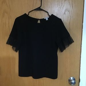 Halogen black ruffle sleeve top ( size: xs)